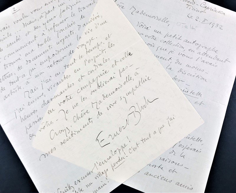 Autograph. Ernest Bloch. Lettera.  - Auction Books, Autographs, Prints and Documents  [..]