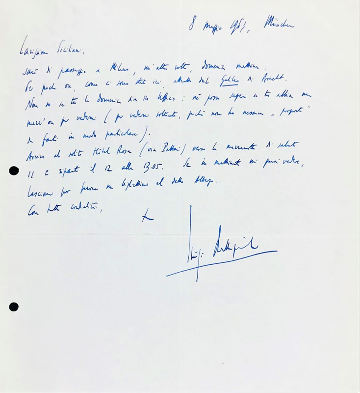 Autograph. Luigi Dallapiccola. Lettera.  - Auction Books, Autographs, Prints and  [..]
