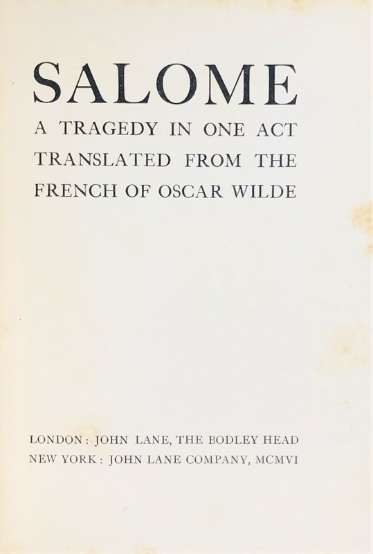 WILDE. Salome. A Tragedy in One Act.  - Auction Books, Autographs, Prints and Documents  [..]