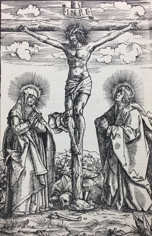 HOLBEIN da Jean GERSON. Cristo in croce con la Vergine e San Giovanni Evangelista  [..]