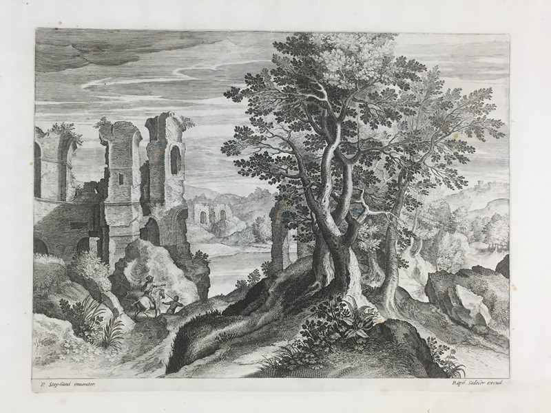 Raphael SADELER – STEVENS. Paesaggio con cavaliere.  - Auction Prints, Maps  [..]