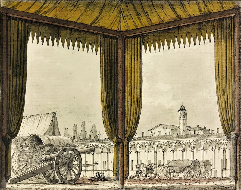 POZZETTI. Scenografia con cannone.  - Auction ASIAN AND CONTINENTAL FINE ARTS -  [..]