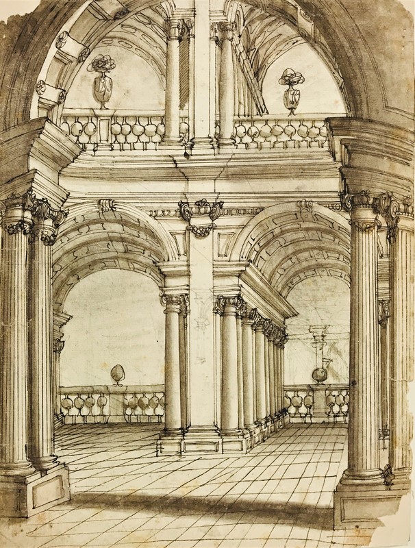 Studio di scenografia. Schizzi prospettici. Inizio del XIX secolo.  - Auction ASIAN  [..]