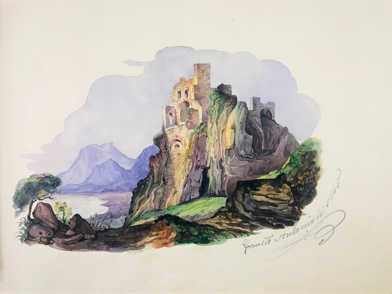 ANTONIOLI. Paesaggio con castello diroccato.  - Auction RARE BOOKS & GRAPHIC ARTS - Bado e Mart Auctions