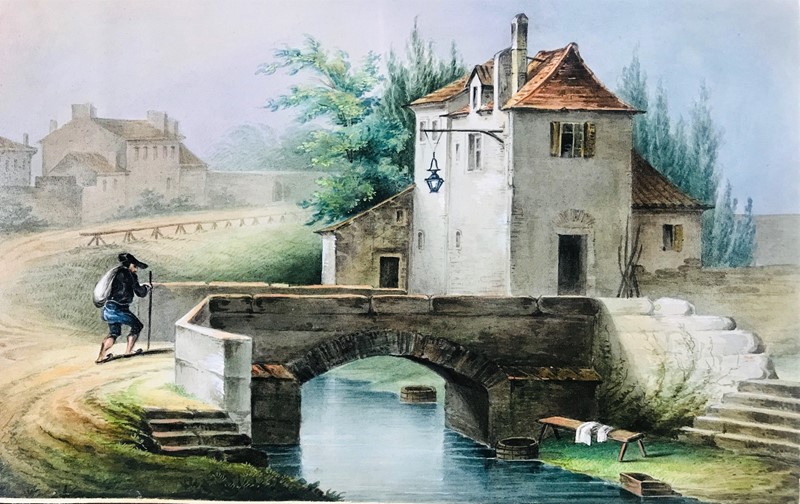 EIGARTZWEILER. Veduta con canale e ponte.   - Auction ASIAN AND CONTINENTAL FINE  [..]