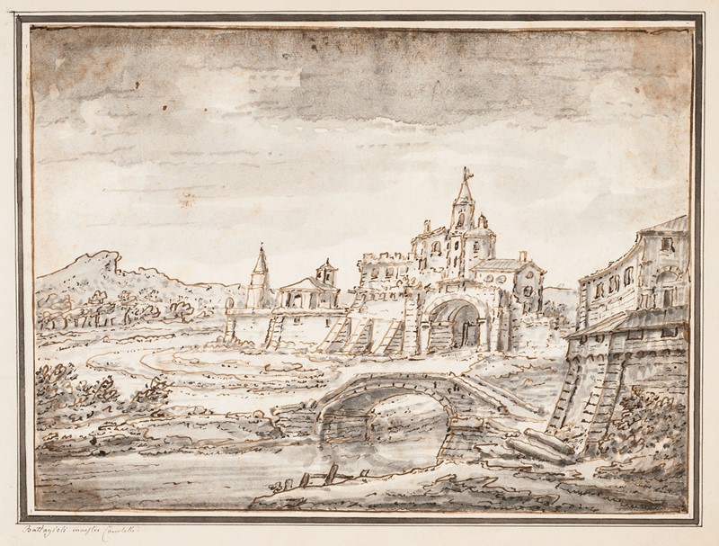BATTAGLIOLI. A Capriccio View of a Riverside Town.   - Auction ASIAN AND CONTINENTAL  [..]