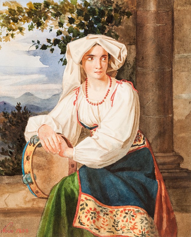 NOVO. Giovane popolana con tamburello.  - Auction ASIAN AND CONTINENTAL FINE ARTS  [..]