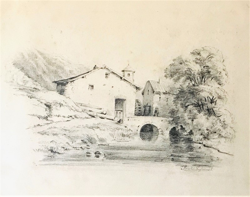 MARCHI. Paesaggio con mulino e ponte.  - Auction ASIAN AND CONTINENTAL FINE ARTS  [..]