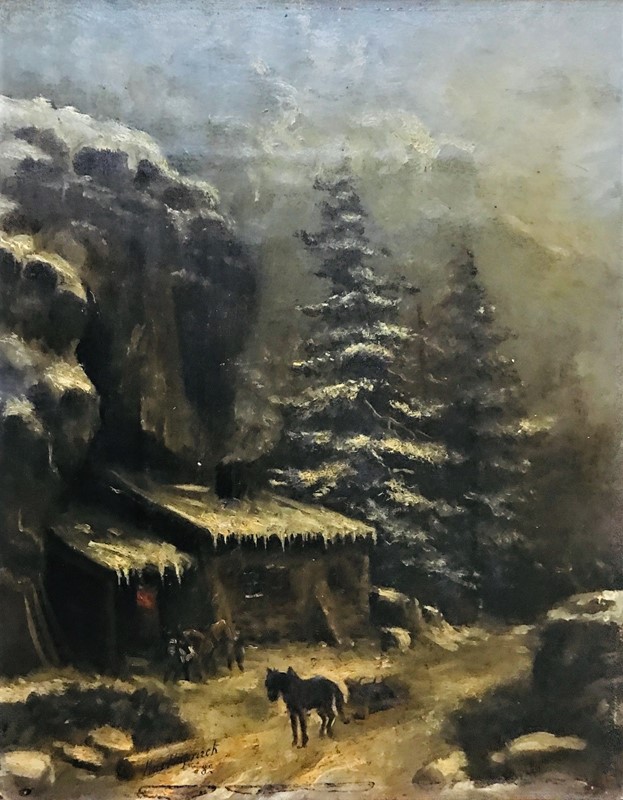 RUPNICK. Paesaggio invernale notturno innevato, con personaggi.  - Auction ASIAN  [..]