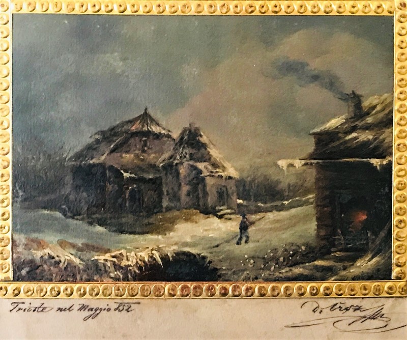 Paesaggio Carsico innevato con figura umana.  - Auction ASIAN AND CONTINENTAL FINE  [..]