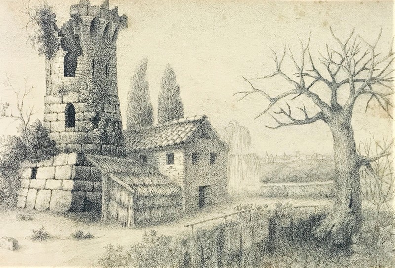 Attribuito a BIANCHI. Paesaggio invernale con torre diroccata.  - Auction ASIAN  [..]