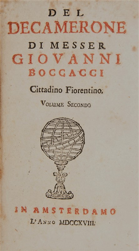 Rare edition of Boccaccio. BOCCACCIO. Decamerone.  - Auction Fine Books, Manuscripts, Prints and Autographs - Bado e Mart Auctions