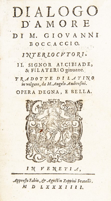 Italian literature. Two works of BOCCACCIO.  - Auction RARE ANTIQUE & MODERN  [..]