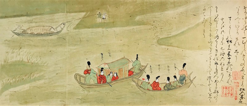 TOSA SCHOOL. River scene with 3 boats.  - Auction ASIAN AND CONTINENTAL FINE ARTS  [..]