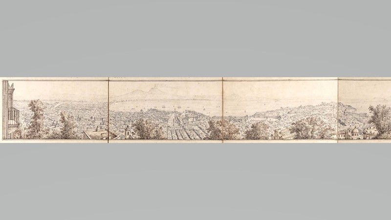 Naples. SENAPE. Panorama di Napoli preso da San Martino. Drawing.  - Auction Prints,  [..]