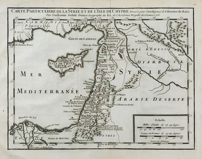 DELISLE. Carte Particuliere de la Syrie et de l’Isle de Chypre.  - Asta RARE  [..]