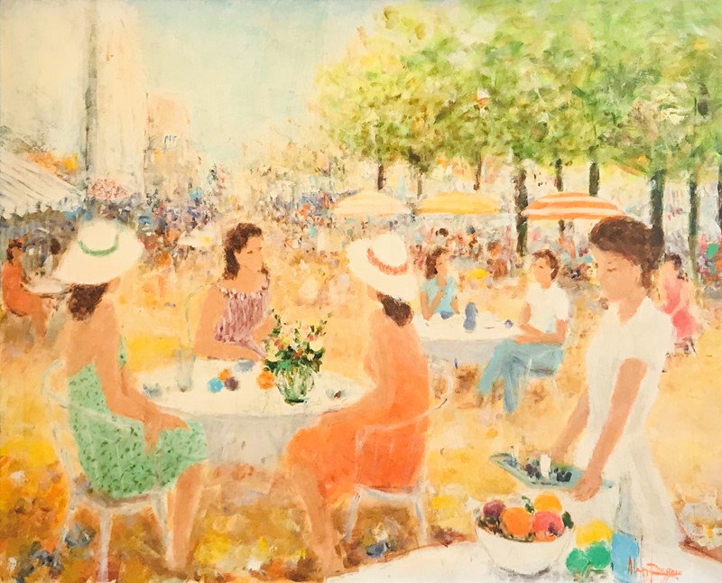 Painting. ROUSSEAU. D&#233;jeuner dans un parc.  - Auction ASIAN AND CONTINENTAL  [..]