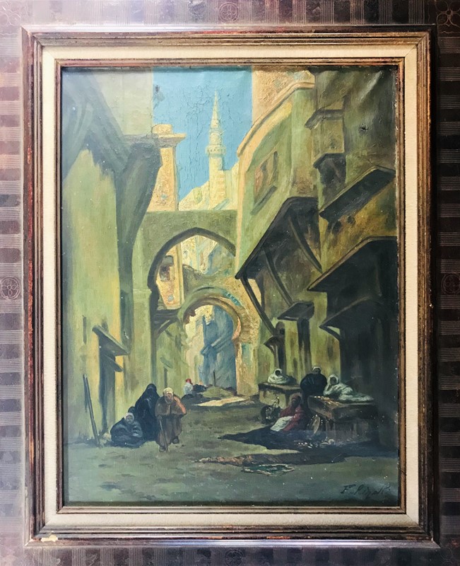 Painting. Veduta di Istanbul con minareto.  - Auction ASIAN AND CONTINENTAL FINE  [..]