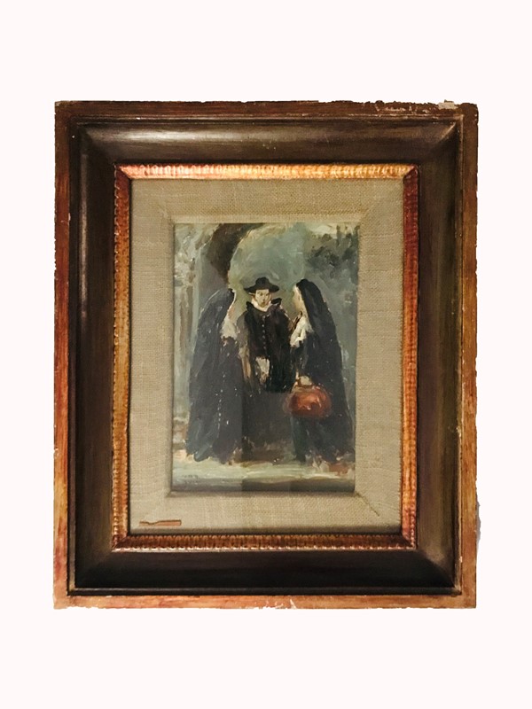 Painting. BUCCI. La conversazione. Scena con tre personaggi in costume.  - Auction  [..]
