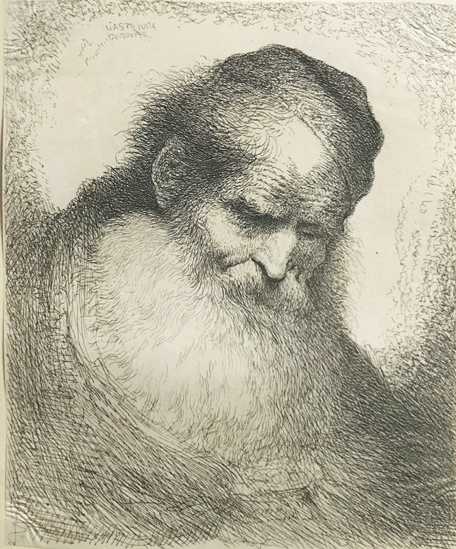 CASTIGLIONE. Old man with big beard.  - Auction Fine Books, Manuscripts, Prints and Autographs - Bado e Mart Auctions