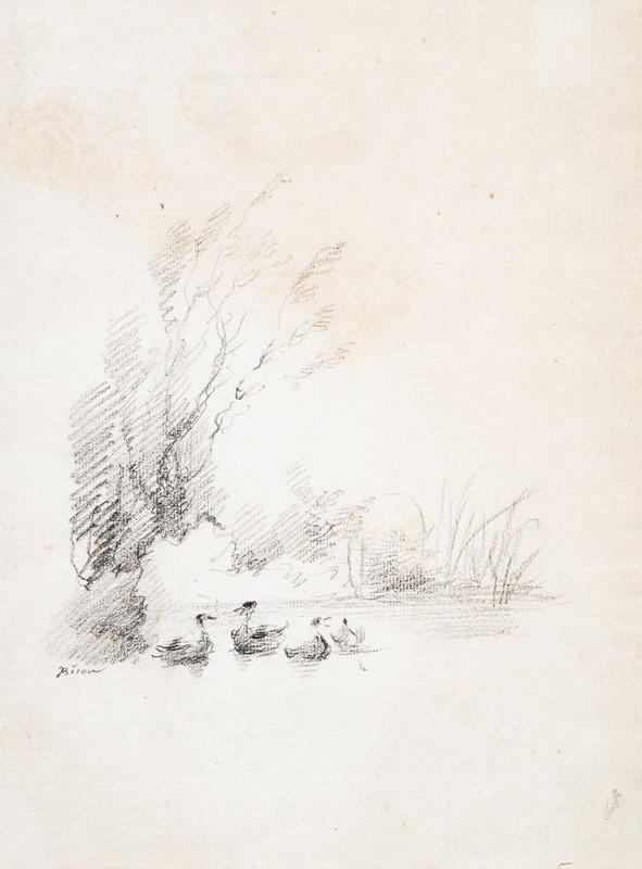 BISON. Pond with ducks. Drawing.  - Auction ASIAN AND CONTINENTAL FINE ARTS - Bado  [..]