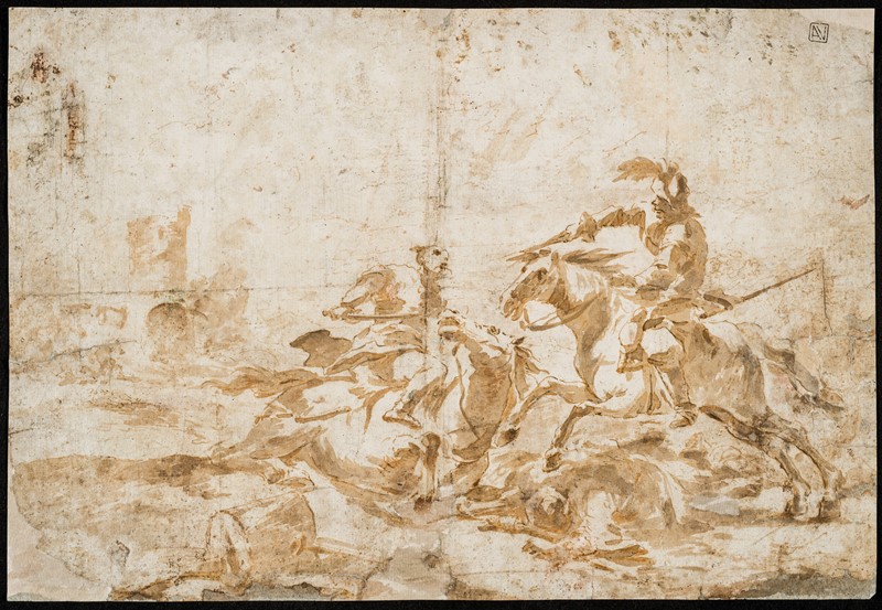 GUARDI. Battle of knights. Drawing.  - Auction ASIAN AND CONTINENTAL FINE ARTS -  [..]