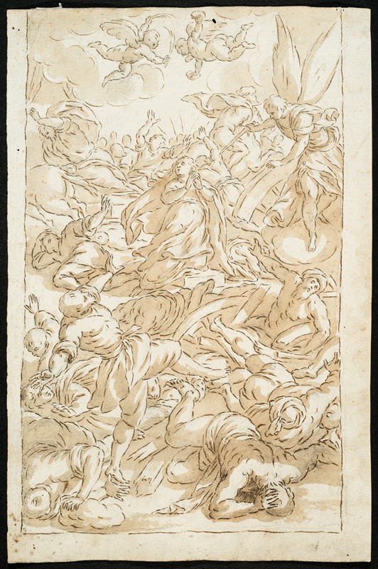 TURCHI known as the Orbetto. Martyrdom of Saint Catherine. Drawing.  - Auction ASIAN  [..]