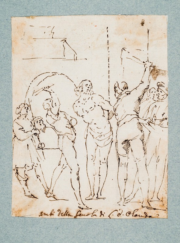 ALLEGRINI. Christ at the Column. Drawing.  - Auction RARE BOOKS & GRAPHIC ARTS - Bado e Mart Auctions