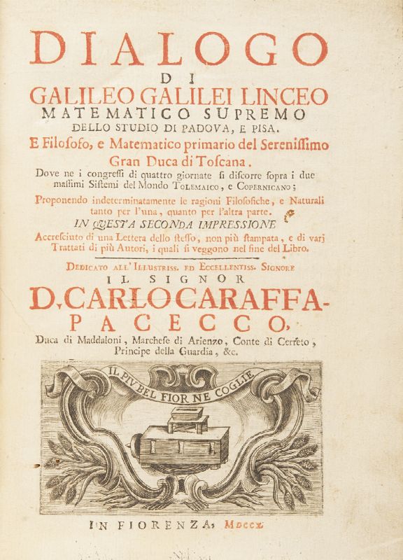 GALILEI. Dialogo di Galileo Galilei.  - Auction Fine Books, Manuscripts, Prints and Autographs - Bado e Mart Auctions
