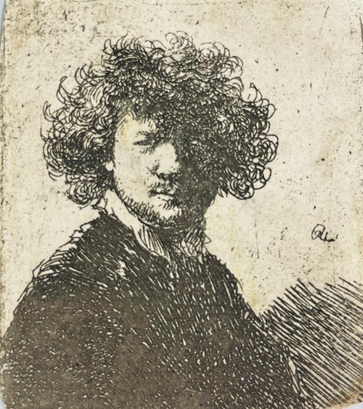 REMBRANDT. Rembrandt bareheaded, with thick curling hair and small white collar.  - Auction Fine Books, Manuscripts, Prints and Autographs - Bado e Mart Auctions