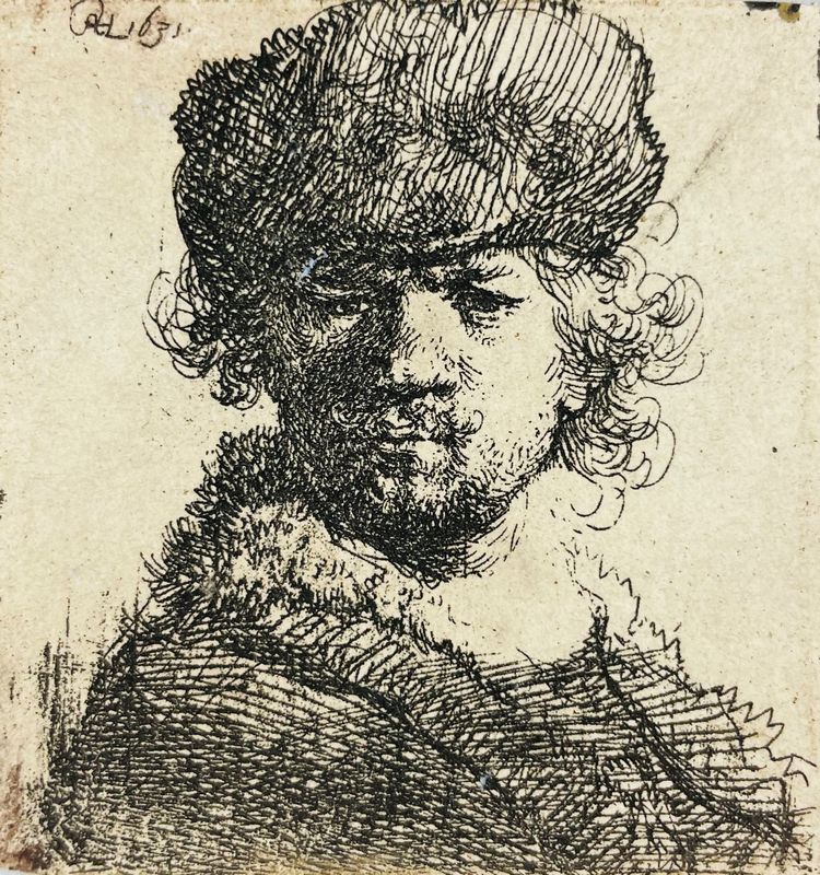 REMBRANDT. Rembrandt in a heavy fur cap.  - Auction Prints, Maps and Documents.  [..]