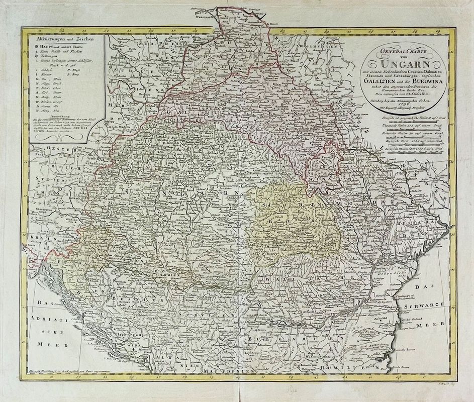 Hungary - Croatia. GÜSSEFELD. General Charte von Ungarn.  - Asta RARE BOOKS,  [..]