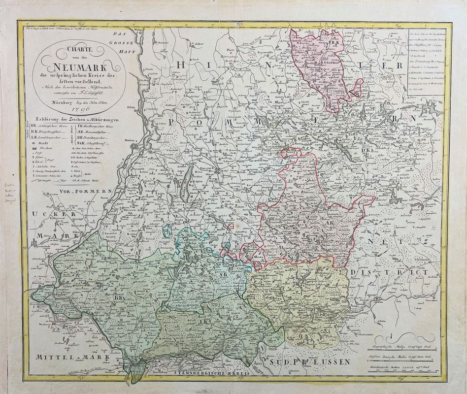 Germany. GÜSSEFELD. Charte von der Neumark.  (1796)  - Asta RARE BOOKS,  [..]