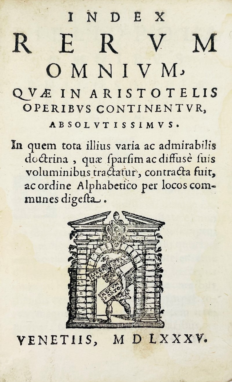 ARISTOTELES. Index rerum omnium, quae in Aristotelis operibus continentur