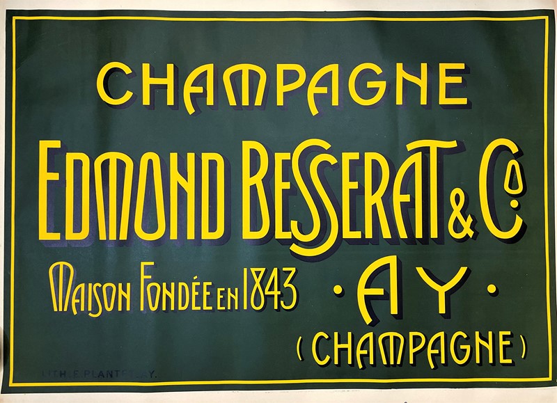 Lithography. Champagne Edmond Besserat &amp; C. Maison Fond&#232;e en 1843 AY.  - Auction RARE BOOKS & GRAPHIC ARTS - Bado e Mart Auctions