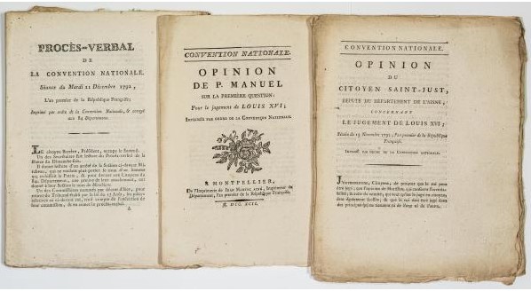 The Trial of King Louis XVI. Three original documents, November and December 1792.  [..]
