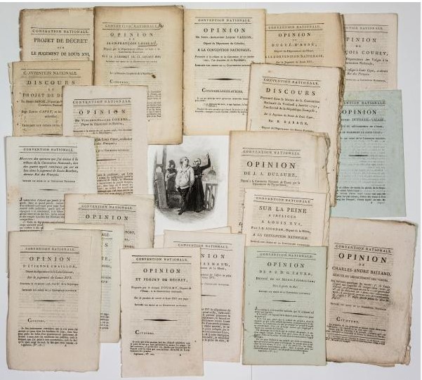 Trial of LOUIS XVI. Lot of 22 original publications of the National Convention.  [..]