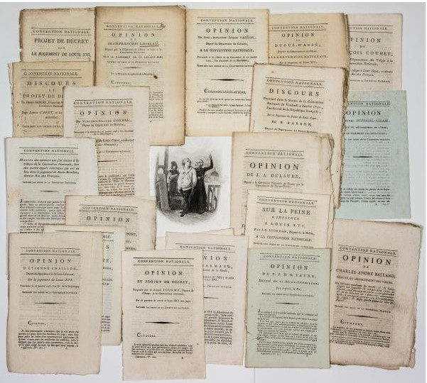 Trial of LOUIS XVI. Lot of 22 original publications of the National...