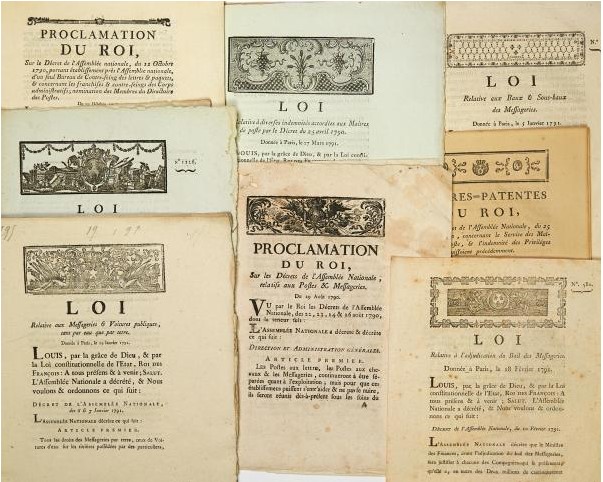 French Revolution. Nine original documents.  - Auction Prints, Maps and Documents. - Bado e Mart Auctions