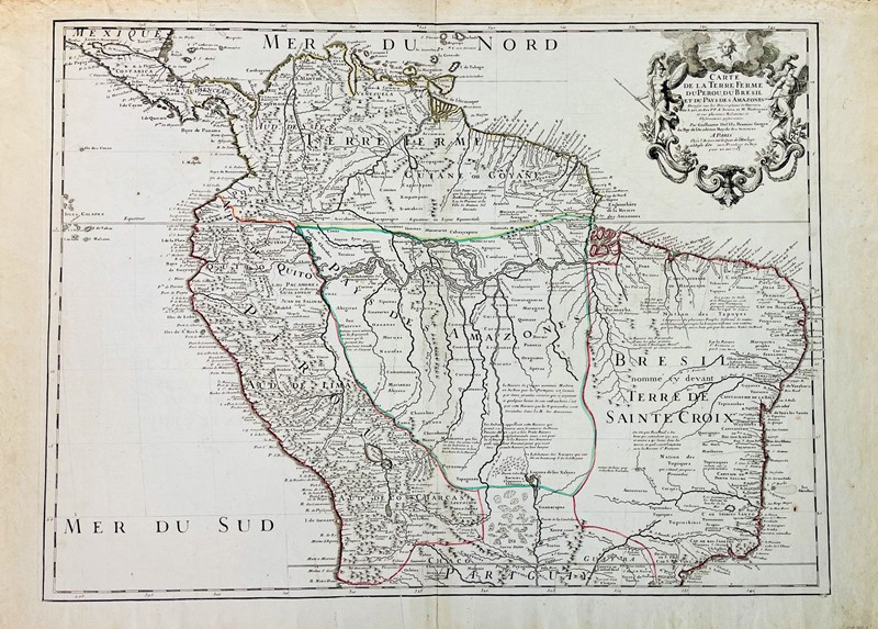 South America. DE L&#39;ISLE. Carte de la Terre Ferme du Perou, Du Bresil et  [..]