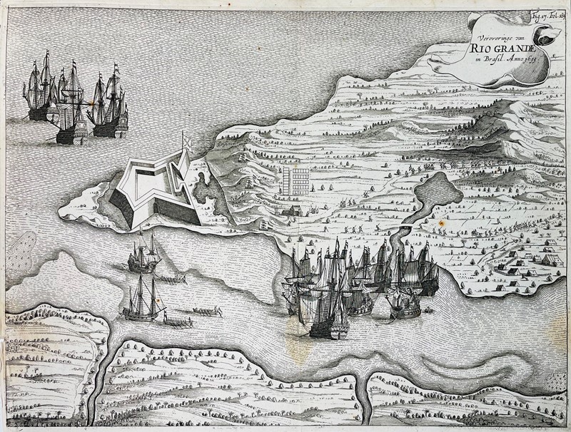 Brazil. COMMELIN. Veroveringe van Rio Grande in Brasil Anno 1633.  - Auction Prints,  [..]