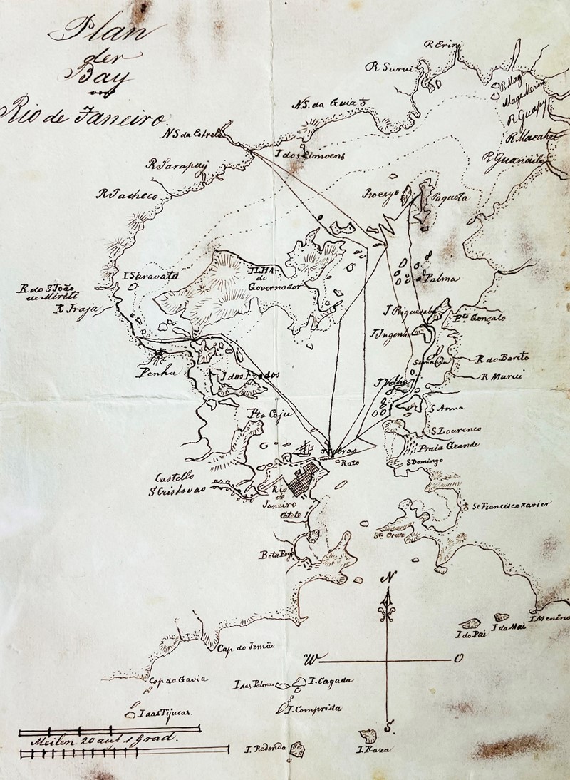 Manuscript Map of Brazil. Plan der bay Rio de Janeiro.  - Auction Prints, Maps and  [..]