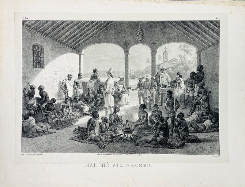 Slavery in Brazil. RUGENDAS. March&#233; aux negres.  - Auction RARE BOOKS, PRINTS, MAPS AND DOCUMENTS. - Bado e Mart Auctions