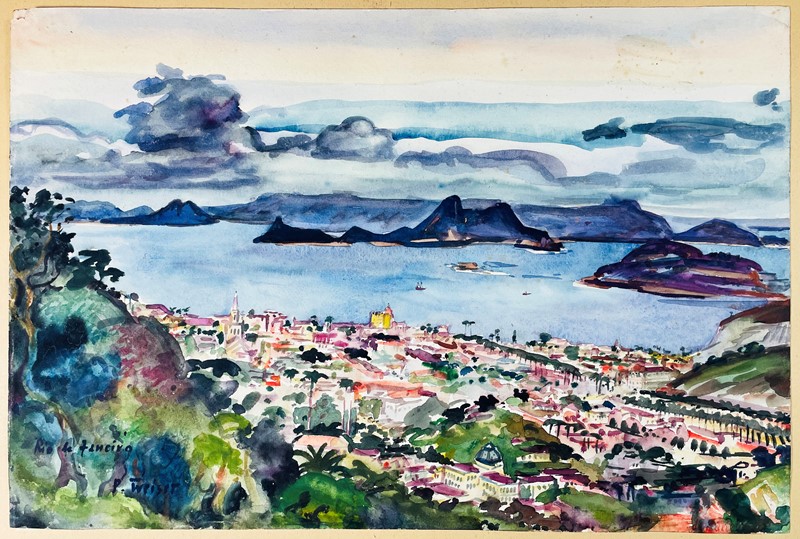 Watercolor on Brazil. WEISER. Rio de Janeiro.  - Auction Prints, Maps and Documents.  [..]