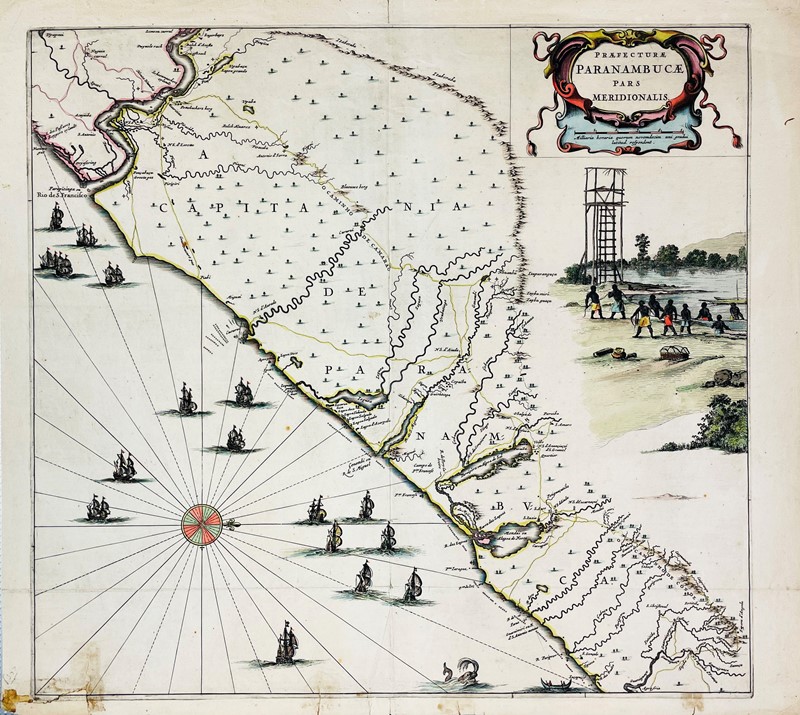 Brazil. BLAEU - SAVERY. Praefectura Paranambucae pars merodionalis.  - Asta RARE  [..]