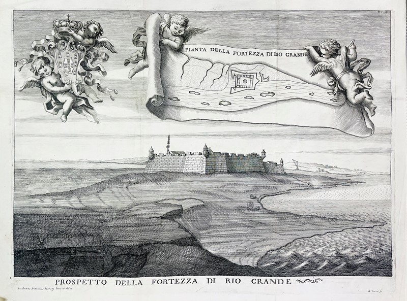 Brazil. ORAZI. Prospetto della fortezza di Rio Grande.  - Auction Prints, Maps and  [..]