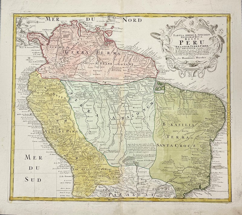 HOMANN Heirs. Tabula Americae specialis geographica Regni Peru Brasiliae Terrae  [..]