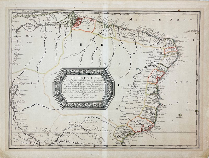 Brazil. SANSON D’ABBEVILLE. Le Bresil, dont la Coste est possedée  [..]