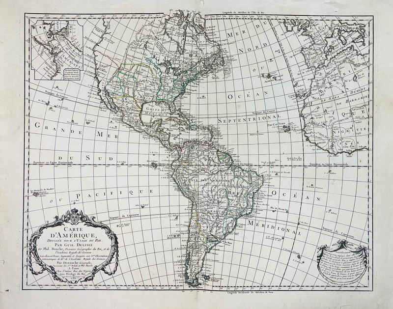 America. DELISLE. Carte d&#39;Amerique.  - Auction Prints, Maps and Documents.  [..]