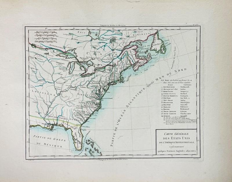 North America. TARDIEU. Carte générale des Etats Unis de l'Amérique  [..]